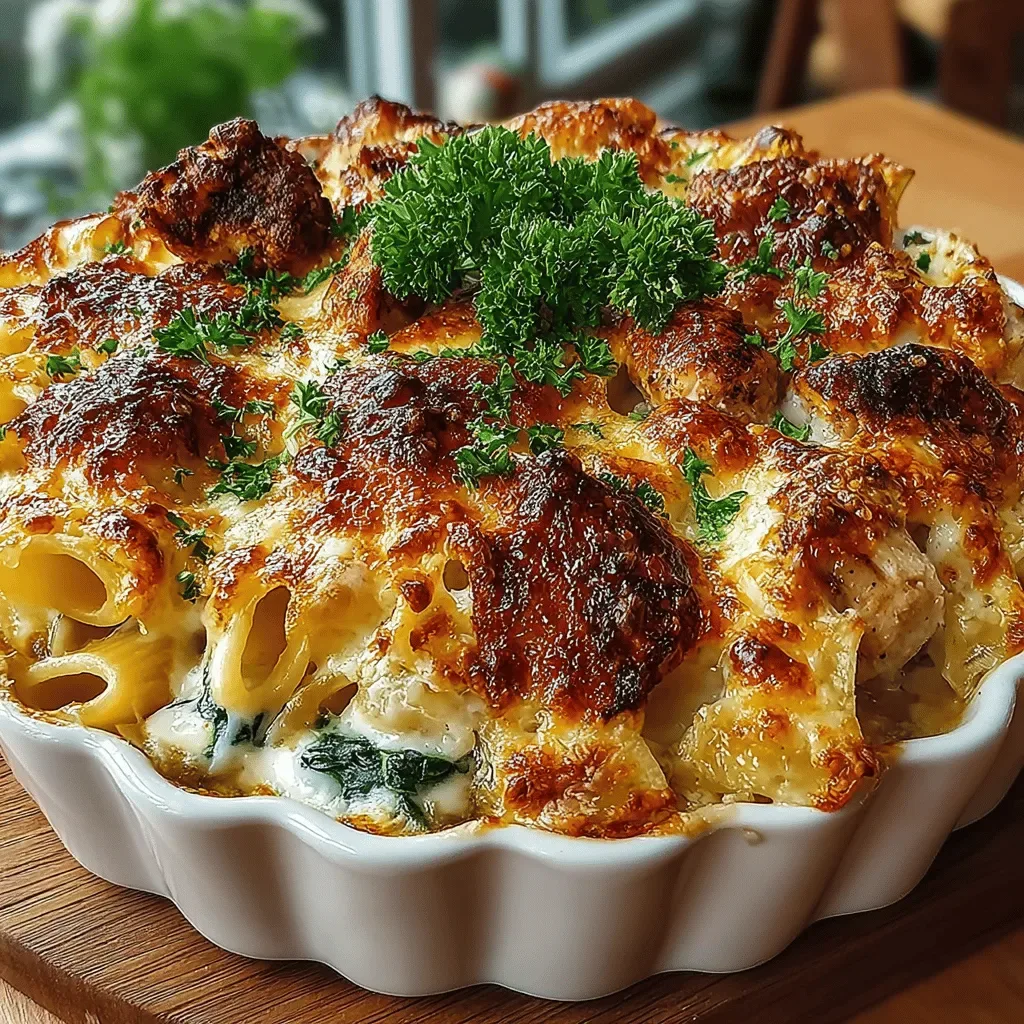 Creamy Spinach and Chicken Pasta Bake