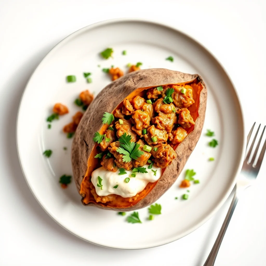 Cheesy Pulled Pork Stuffed Sweet Potatoes
