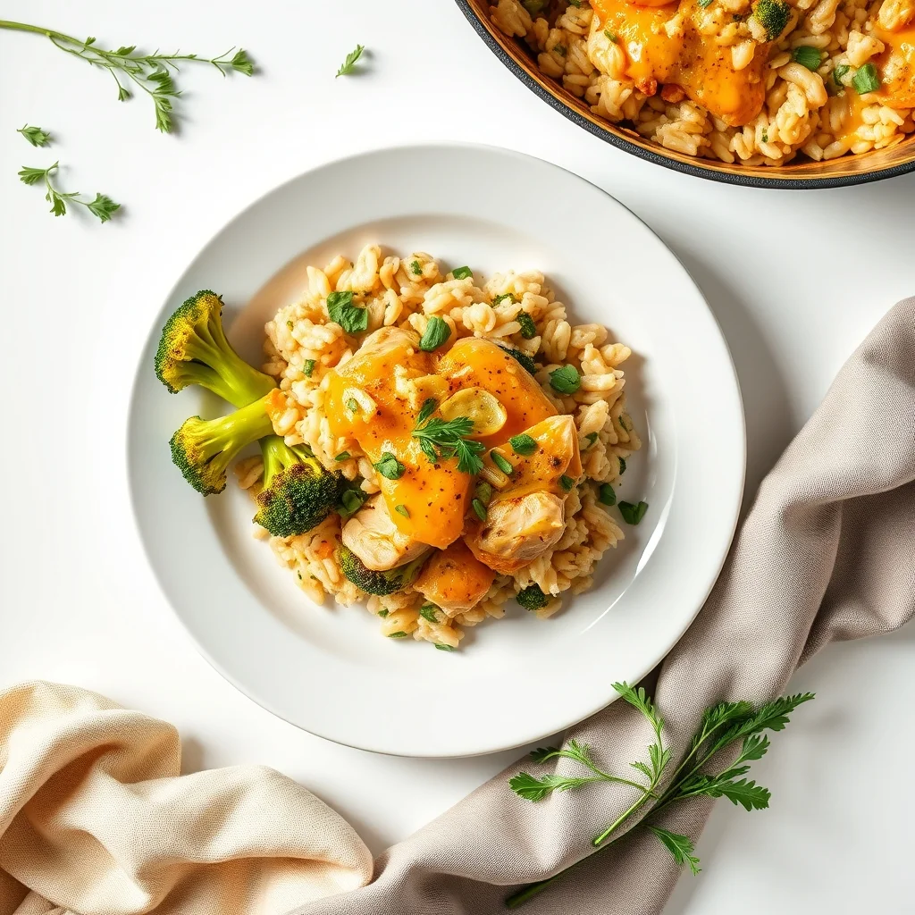 One-Pan Cheesy Broccoli and Chicken Rice Bake: A Simple Comfort Food Delight
