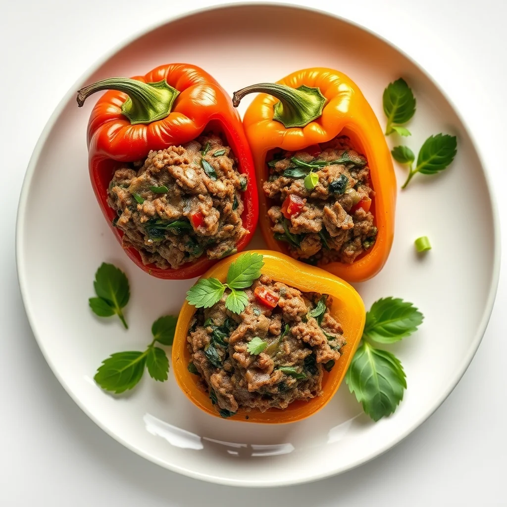 Savory Beef and Spinach Stuffed Bell Peppers