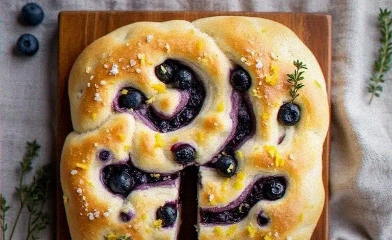 Blueberry Lemon Sweet Roll Focaccia Recipe Easy Hybrid Dessert