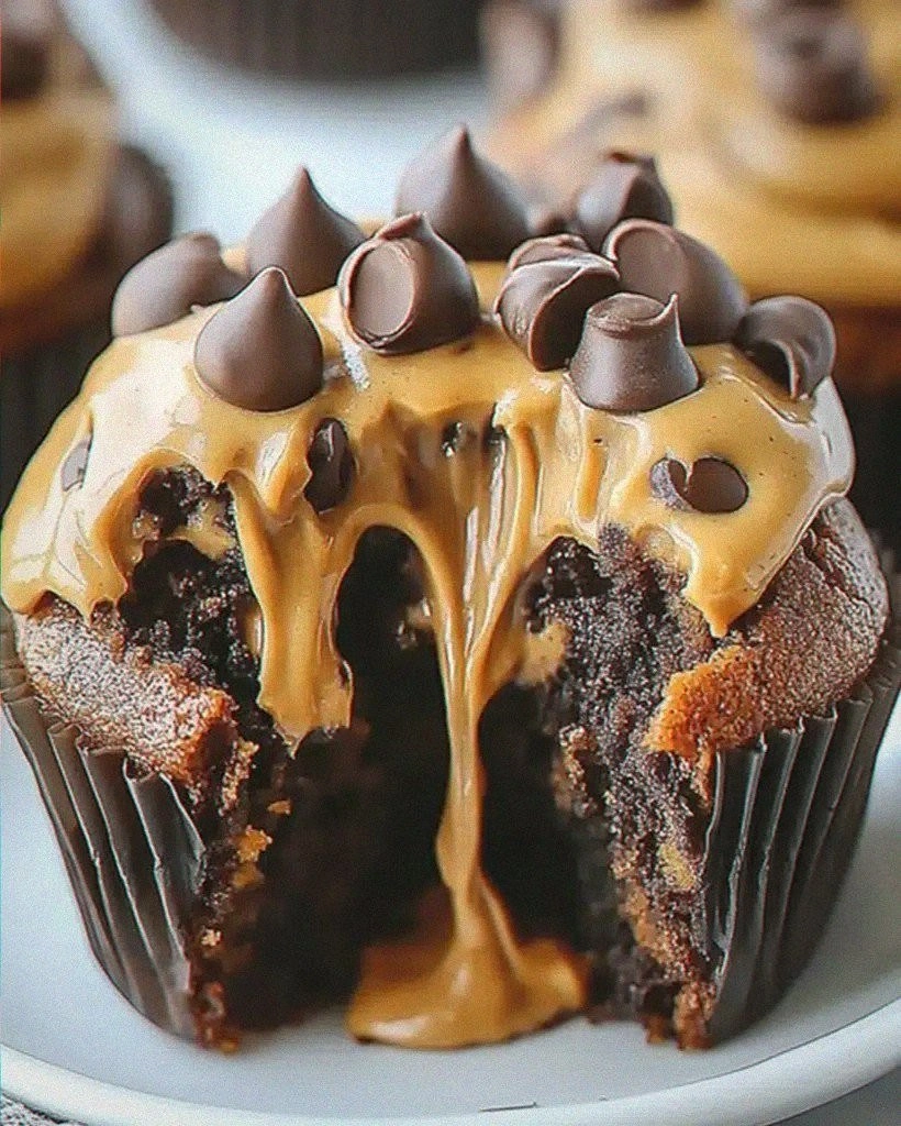 Chocolate Peanut Butter Lava Cupcakes