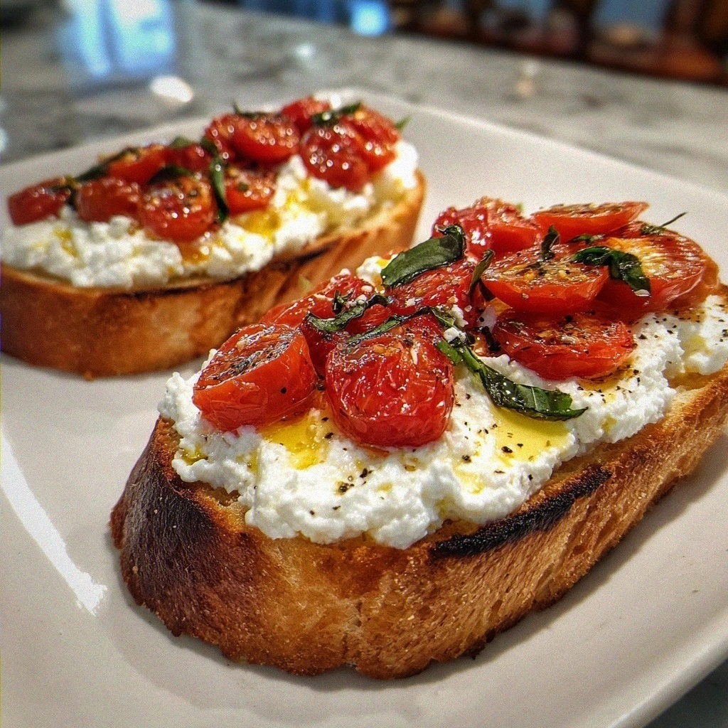Whipped Ricotta Tomato Toasts