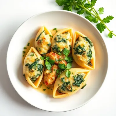 Cheesy Chicken and Spinach Stuffed Shells