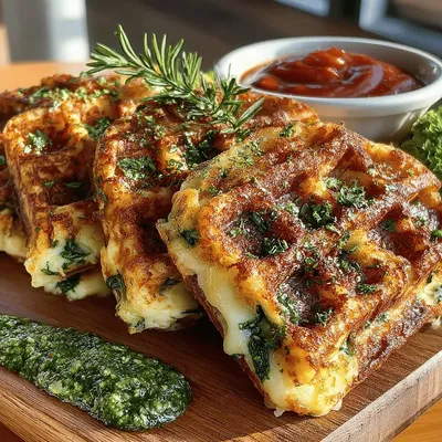 Cheesy Spinach Stuffed Waffle Pockets