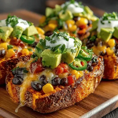 Loaded Nacho Sweet Potato Skins Recipe