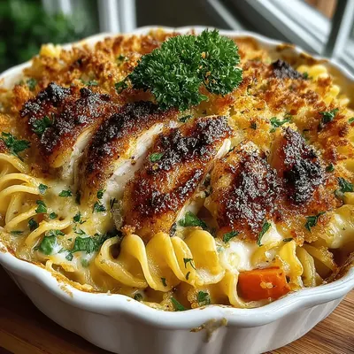 Golden Parmesan Herb Chicken Noodle Casserole Recipe