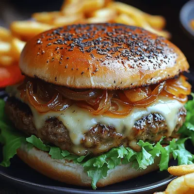 Burger Bliss: Caramelized Onion and Swiss Stuffed Burgers