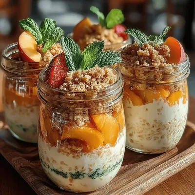 Peach Cobbler Overnight Oats Recipe