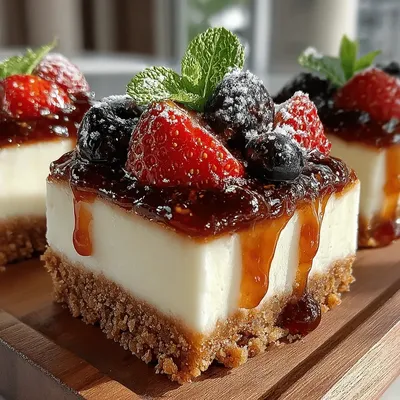 Berry Bliss No-Bake Cheesecake Bars
