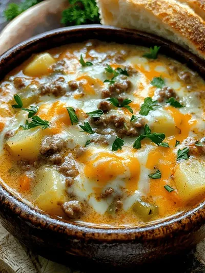 Creamy Potato Hamburger Soup Made In The Crockpot