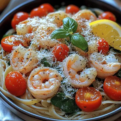 Garlic Butter Shrimp Tomato Spinach Pasta: A Culinary Delight