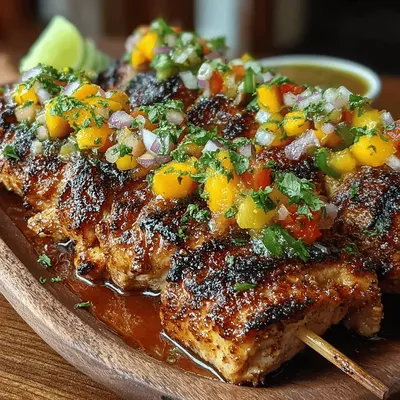 Grilled Chicken Skewers with Sweet Peach Salsa