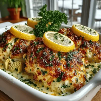 Lemon Zest Delight: Creamy Lemon Artichoke Chicken Bake