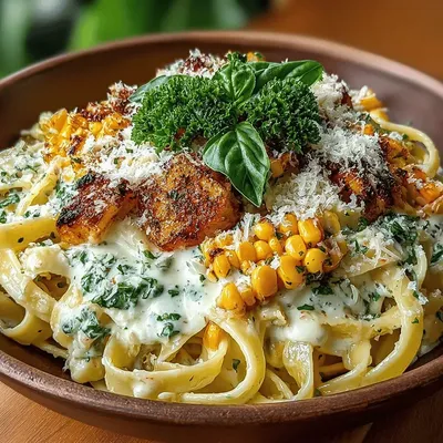 Creamy Roasted Corn Fettuccine Delight