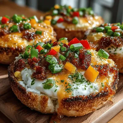 Mini Egg & Cheese Bagel Pizzas Recipe