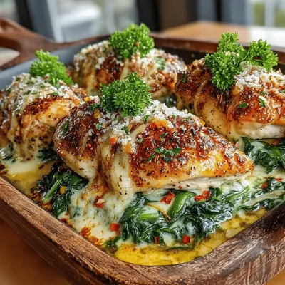 Creamy Garlic Chicken & Spinach Bake