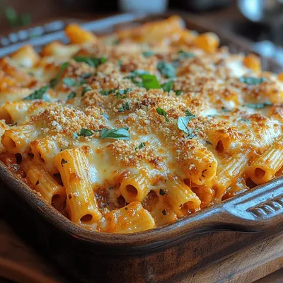 Cheesy Baked Ziti with Garlic Bread Topping: A Comforting Delight
