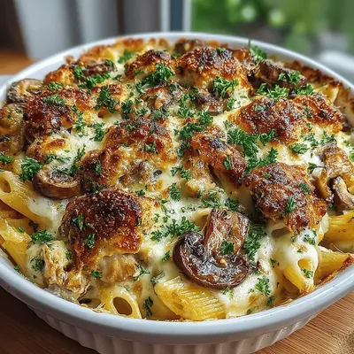 Creamy Chicken and Mushroom Pasta Bake