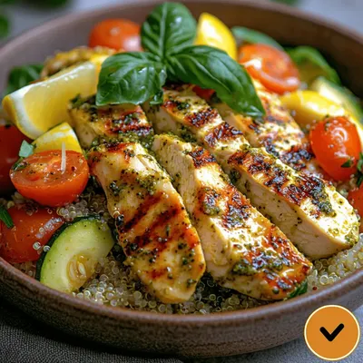 Pesto-Packin’ Chicken Quinoa Bowls