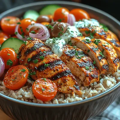 Mediterranean Oasis: Grilled Greek Chicken Gyro Bowl
