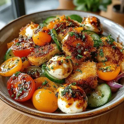 Heavenly Tomato Mozzarella Panzanella Salad