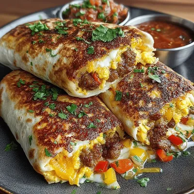Cheesy Sausage Breakfast Burritos