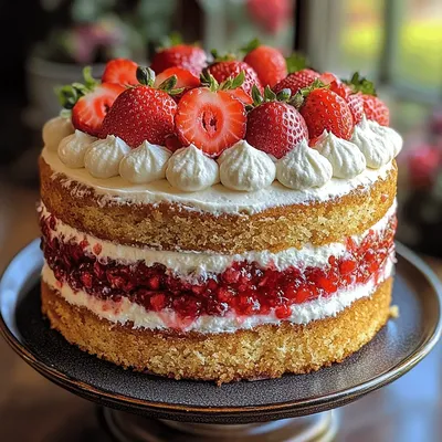 Heavenly Strawberry Bliss Cake