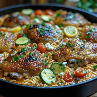 One-Pot Mediterranean Bliss Chicken with Orzo