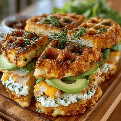 Savory Cheddar Chive Waffle Sandwiches