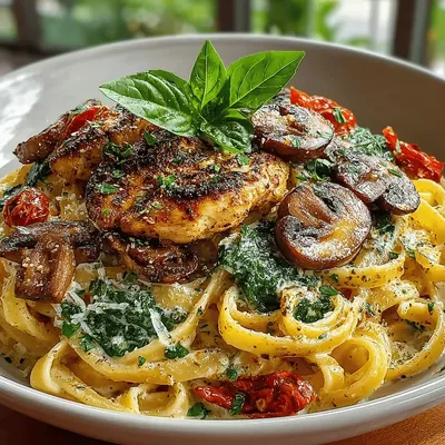 Creamy Balsamic Mushroom Chicken Pasta Recipe