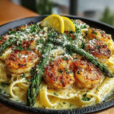 Garlic Butter Shrimp and Asparagus Pasta