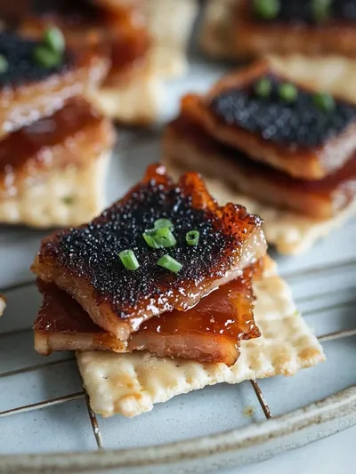 Caramelized Pork Belly Crackers: Gourmet Bites at Home