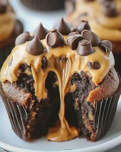 Chocolate Peanut Butter Lava Cupcakes