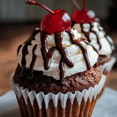 Decadent High Hat Chocolate Cherry cream Cupcakes