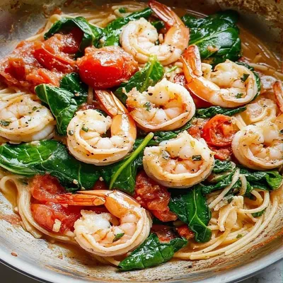 Delicious Tomato Spinach Shrimp Pasta Recipe in 30 Minutes