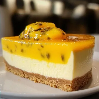 Exotic Passion Fruit Mango Cheesecake