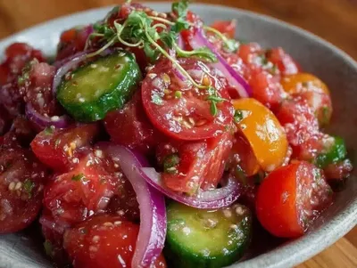 Fresh Cucumber Tomato Salad with Red Onion Easy Homemade Recipe for Summer