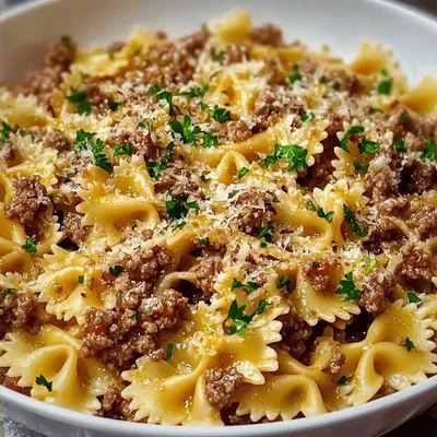 Garlic Butter Bowtie Pasta with Ground Beef: Comfort in Every Bite