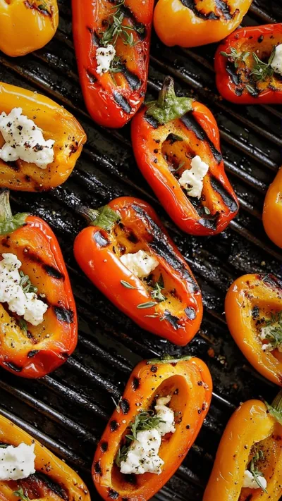 Grilled Mini Sweet Peppers with Goat Cheese: A Flavorful Charred Delight