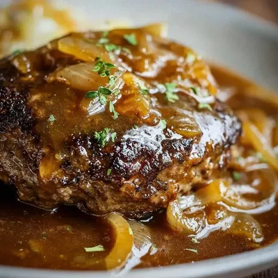 Hamburger Steak with Onions and Gravy Recipe