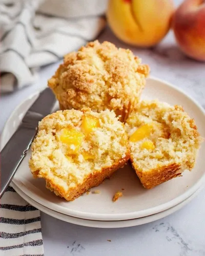 Homemade Peach Cobbler Muffins Recipe