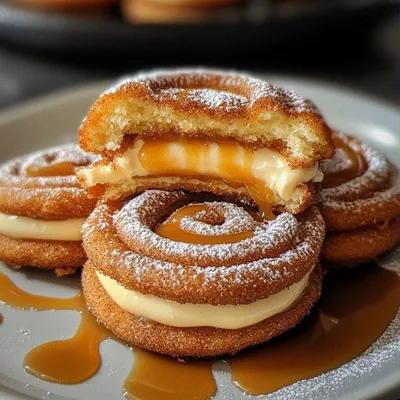Indulge in Stuffed Mexican Churro Cookies with Caramel Drizzle