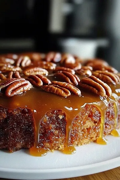 Irresistible Caramel Pecan Upside Down Cake