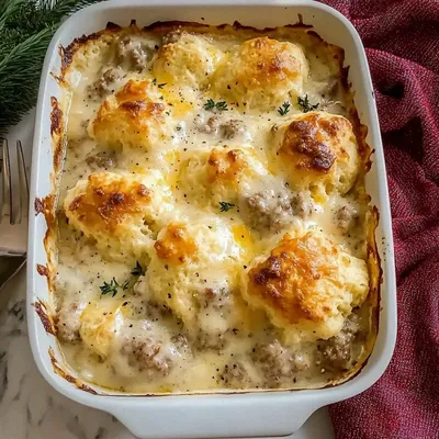 Overnight Biscuits and Gravy Casserole for Busy Mornings