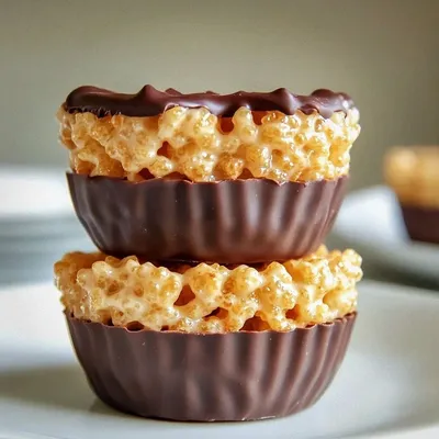 Peanut Butter Chocolate Rice Krispie Treat Cups