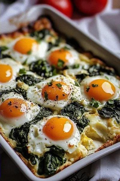 Savory Hard-Boiled Egg Spinach Breakfast Bake