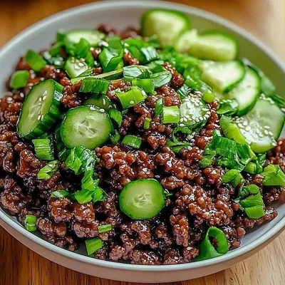Spicy Keto Korean Ground Beef with Crunchy Cucumber Salad