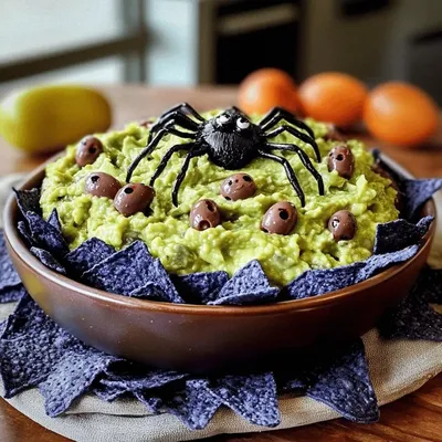 Swamp Guac with Creepy Crawler Chips for Spooky Fun Dips