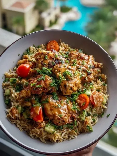 Smothered Chicken and Rice Bowl